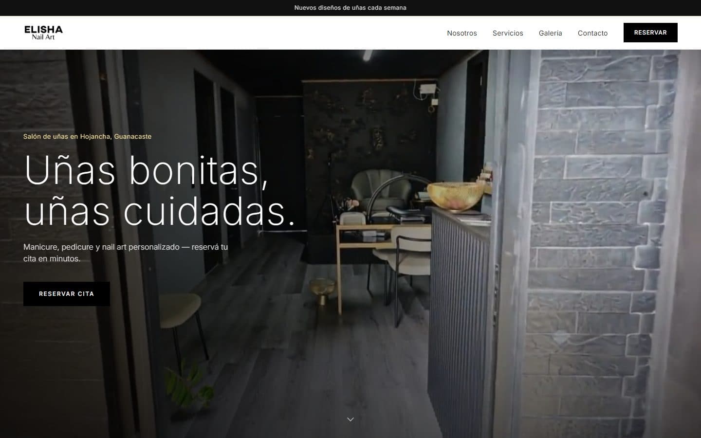 Home page of Elisha Nail Art on desktop