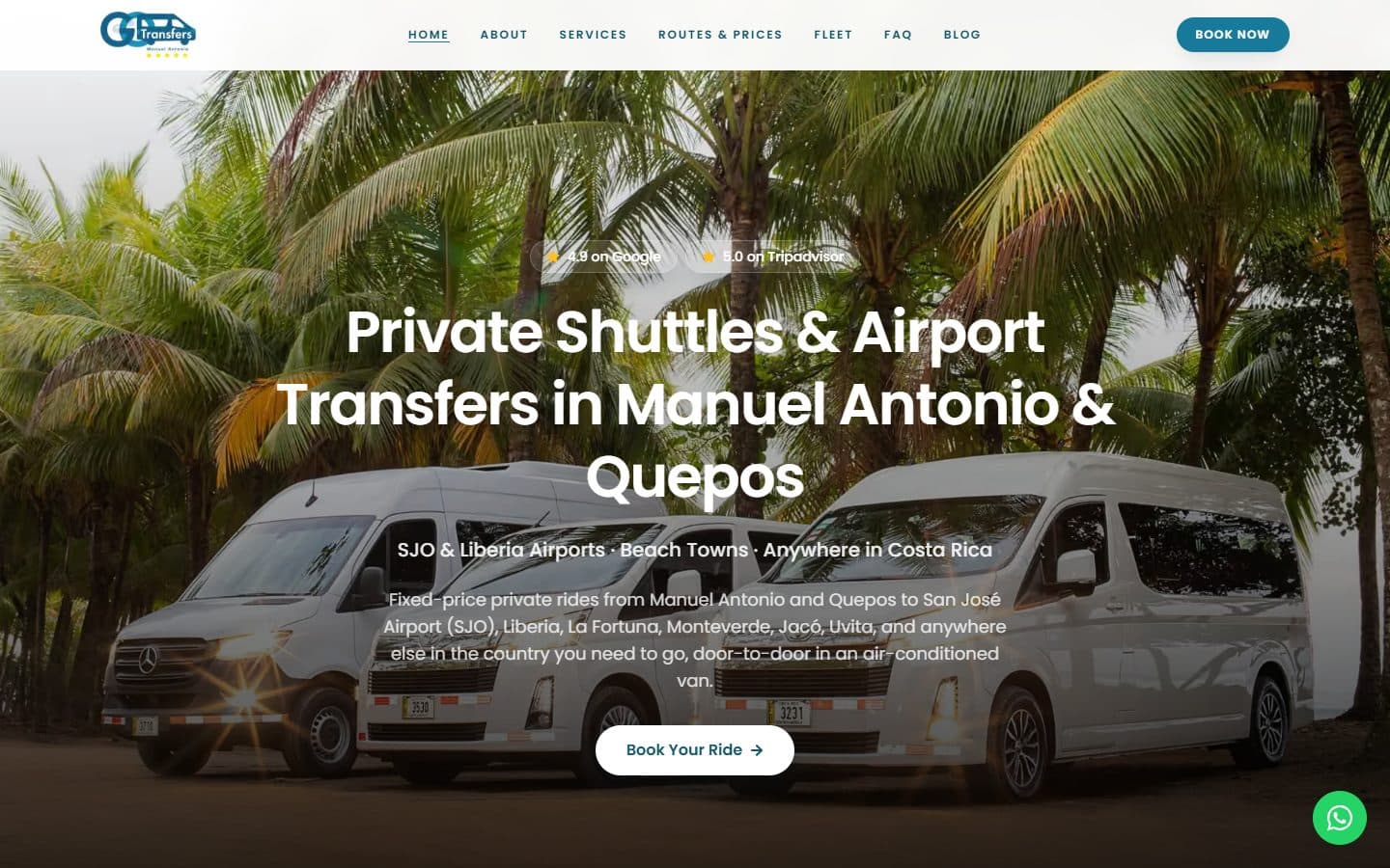 Home page of GoTransfer CR on desktop