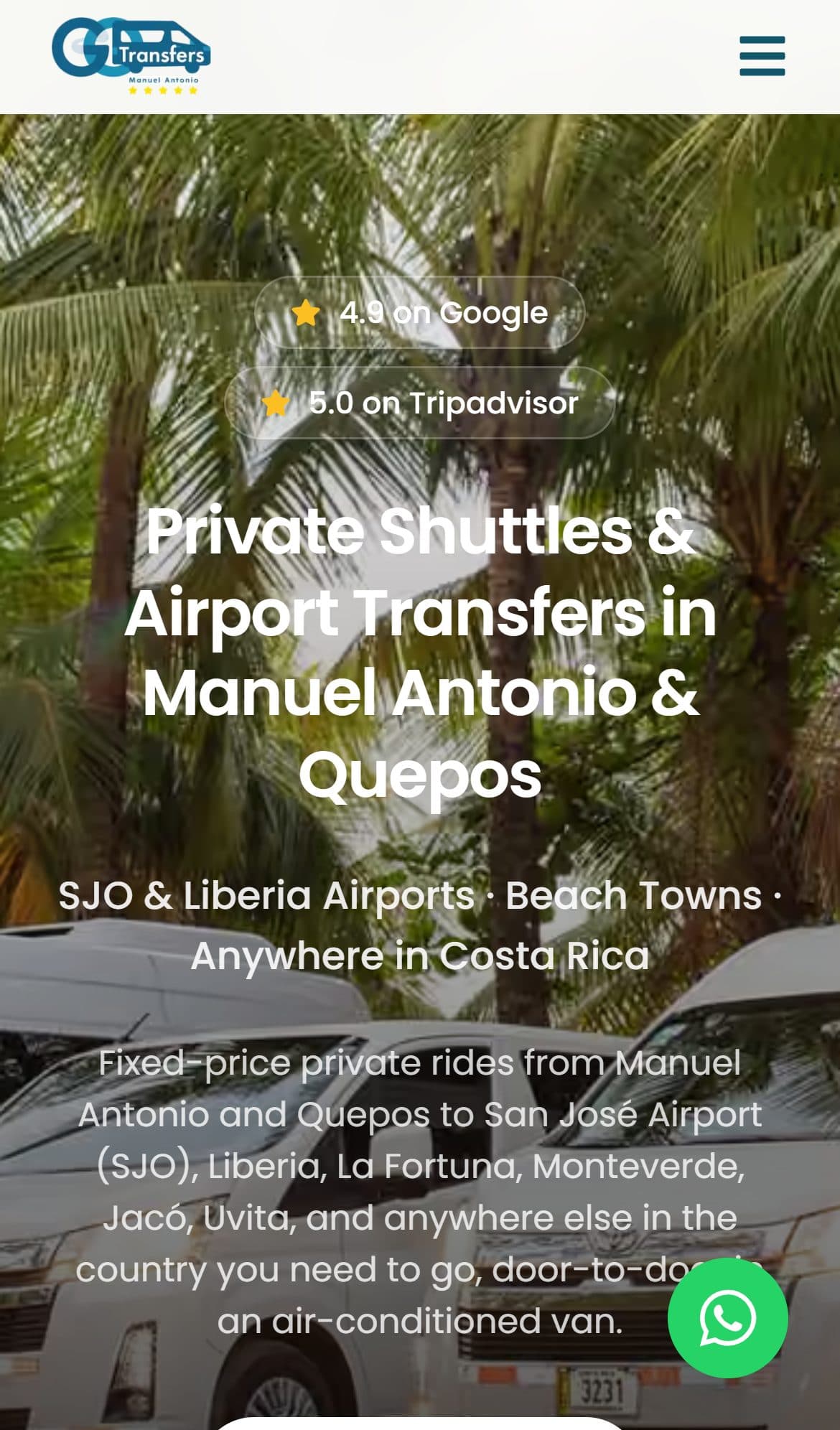 Home page of GoTransfer CR on a phone